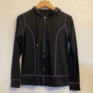 Starting Point women’s black/purple hooded jacket. Sz S